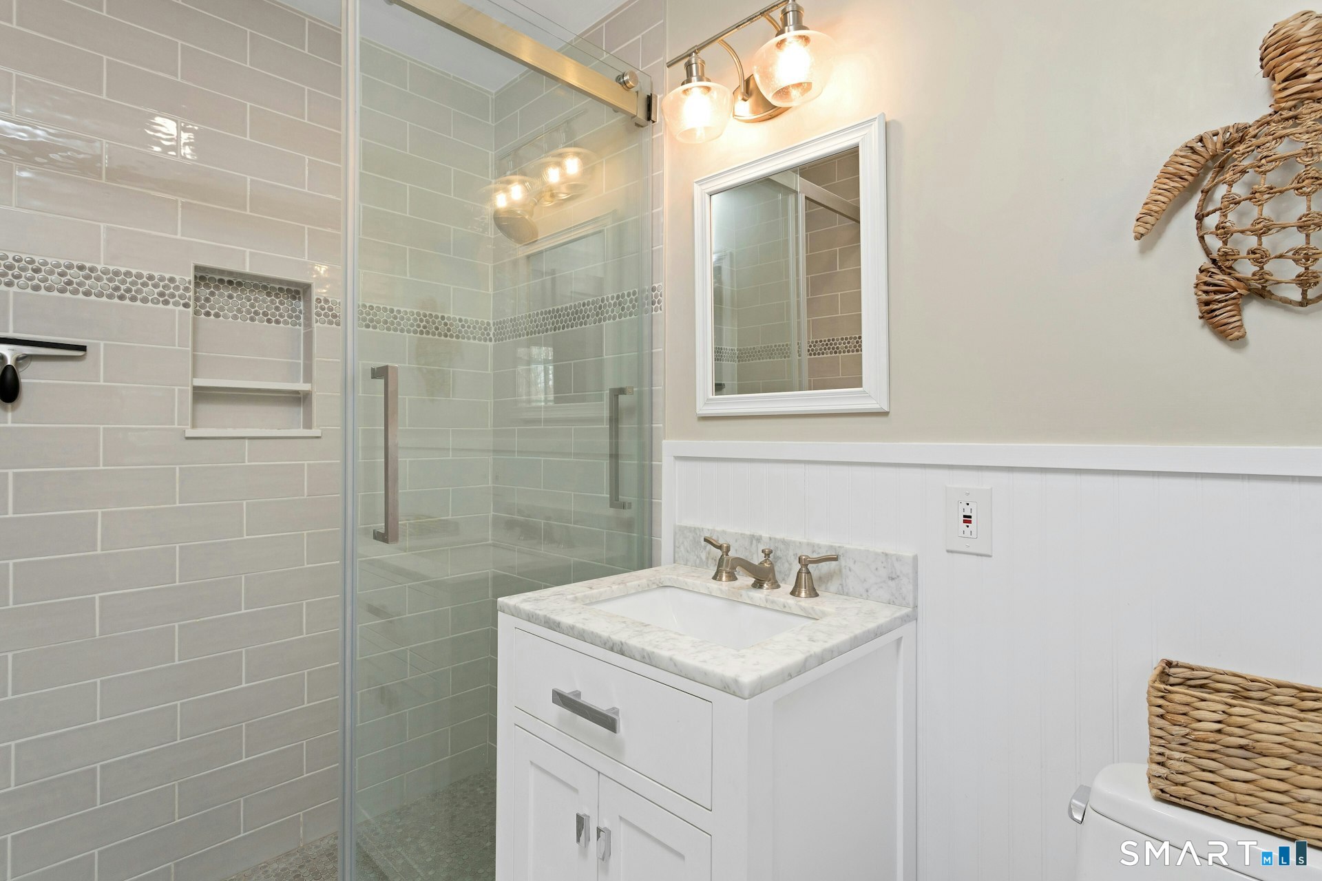 295 Judd Road Easton, CT 06612 - Photo 28 of 33 a bathroom with a sink vanity and a mirror