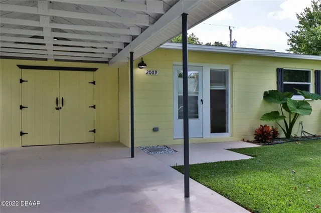 a view of a backyard with plants
