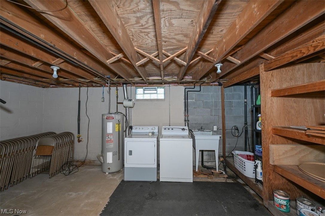 3368 Erhart Road Litchfield, OH 44253 - Photo 15 of 35 Basement featuring separate washer and dryer and electric water heater
