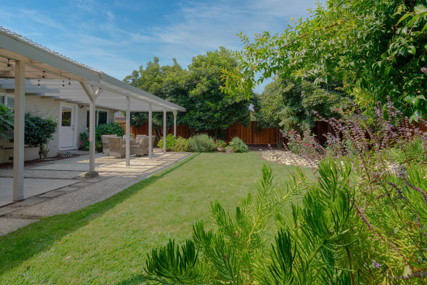 2425 Whitethorne Drive San Jose, CA 95128 - Photo 40 of 48 a view of a patio with table and chairs potted plants and large tree