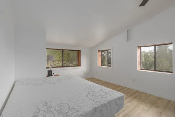 an empty room with windows