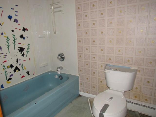 300 Stone Church Road Grindstone, PA 15442 - Photo 9 of 18 a bathroom with a toilet and a shower curtain
