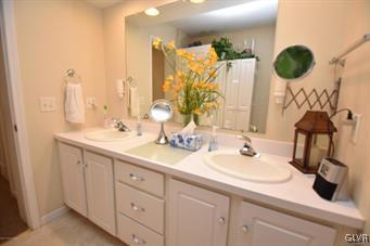 144 Indian Trail Road Jim Thorpe, PA 18229 - Photo 16 of 46 a bathroom with a double vanity sink and a mirror