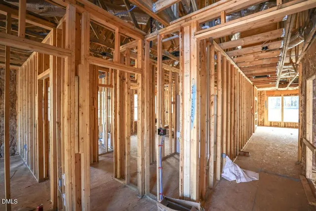 a view of a room with windows