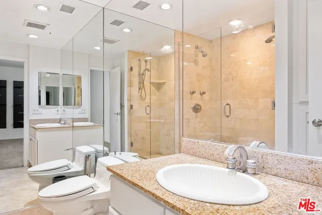 a bathroom with a mirror