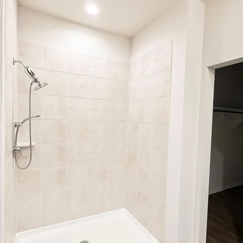 a bathroom with a shower