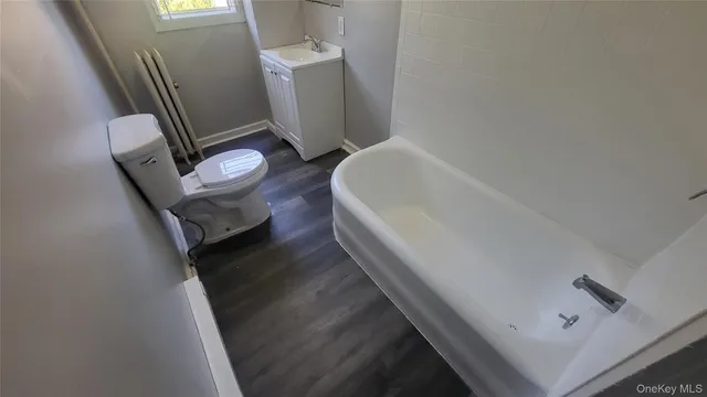 a bathroom with a bathtub