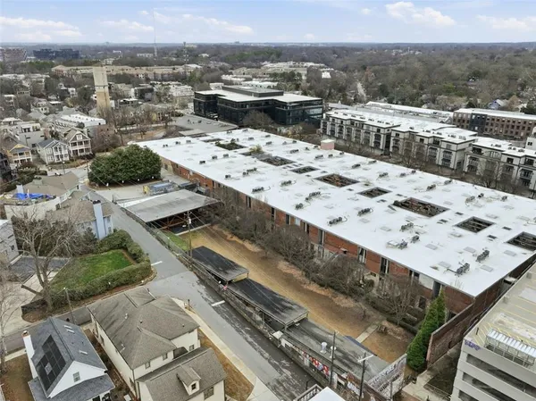 a front view of a building with an outdoor space