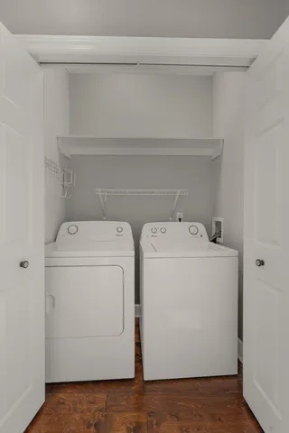 a utility room with dryer and washer