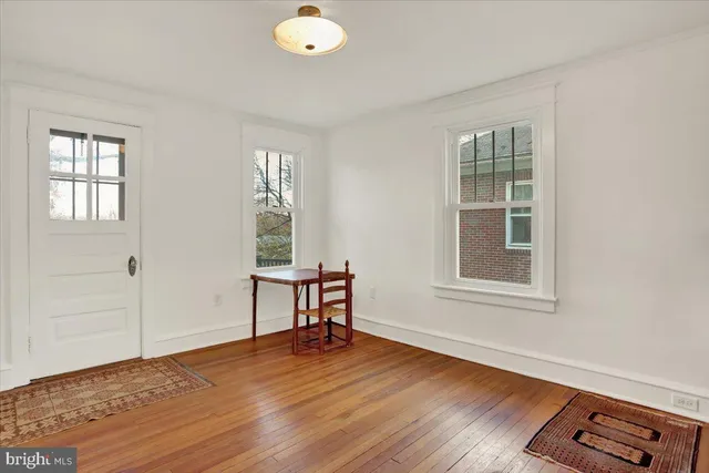 a view of a small yard from a balcony