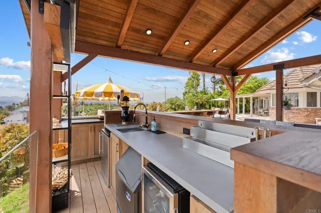 a view of a porch with furniture