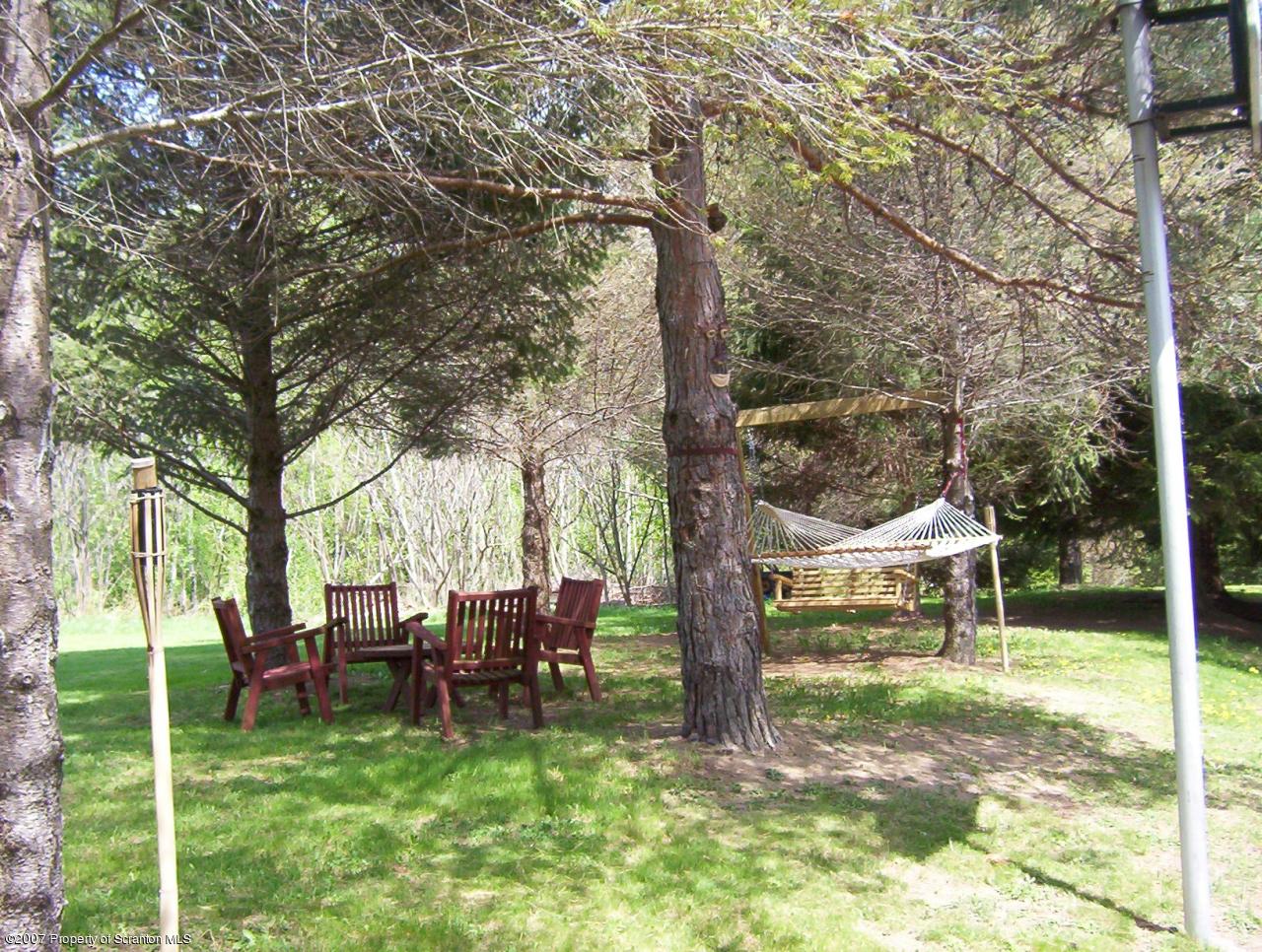 4 Rr Road Lake Ariel, PA 18436 - Photo 4 of 12 a view of backyard with a table and chairs and a large tree