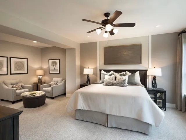 a bedroom with bed and furniture