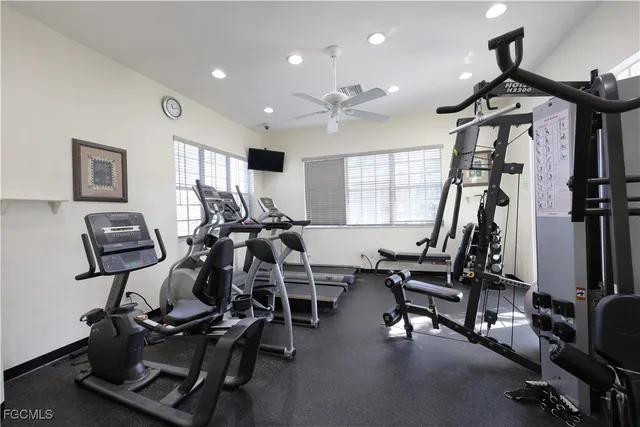 a view of a room with gym equipment
