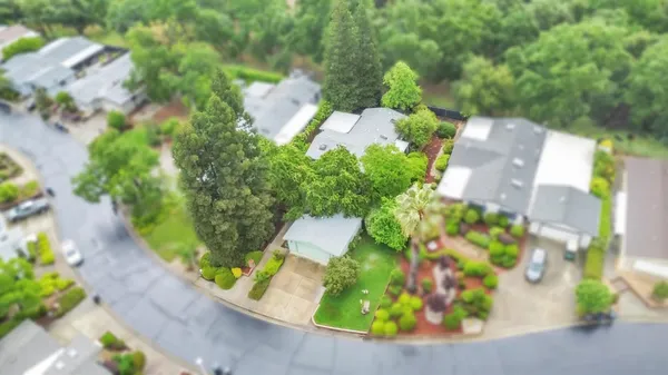 an aerial view of a house