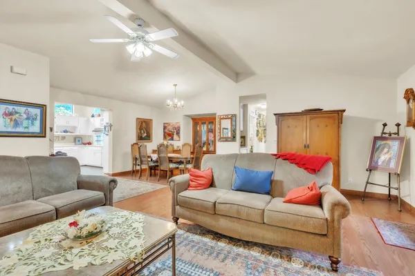 a living room with furniture and a couch
