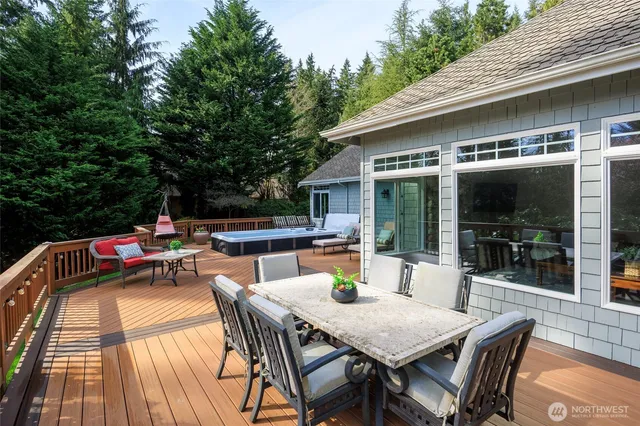 a deck view with a seating space