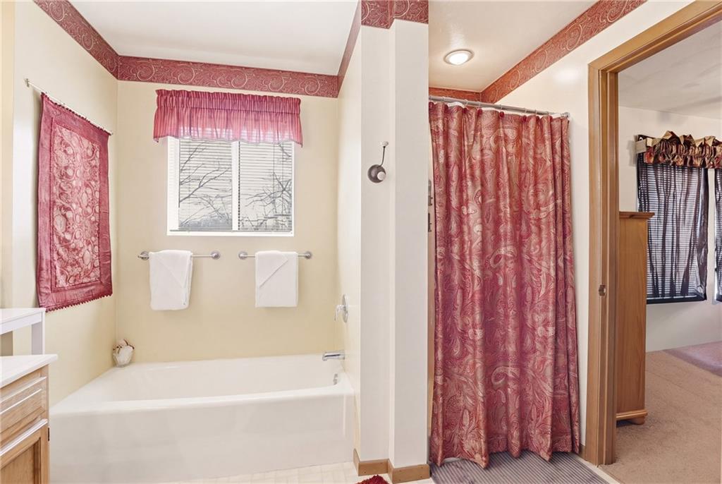 1627 Snowfield Way Hidden Valley, PA 15502 - Photo 20 of 38 a bathroom with a bathtub and a shower