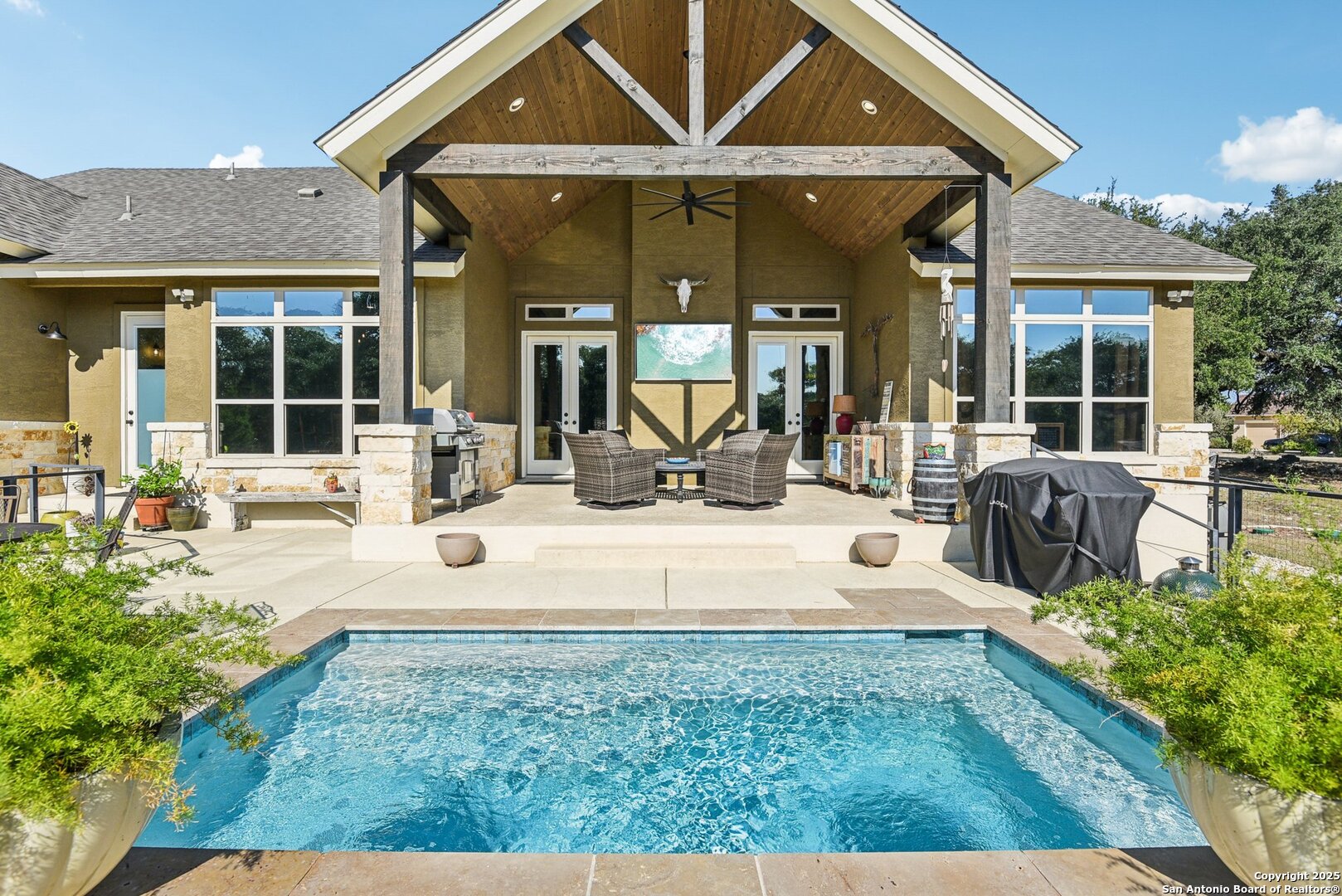 449 Hanging Oak Spring Branch, TX 78070 - Photo 47 of 49 a view of a house with sitting area and garden