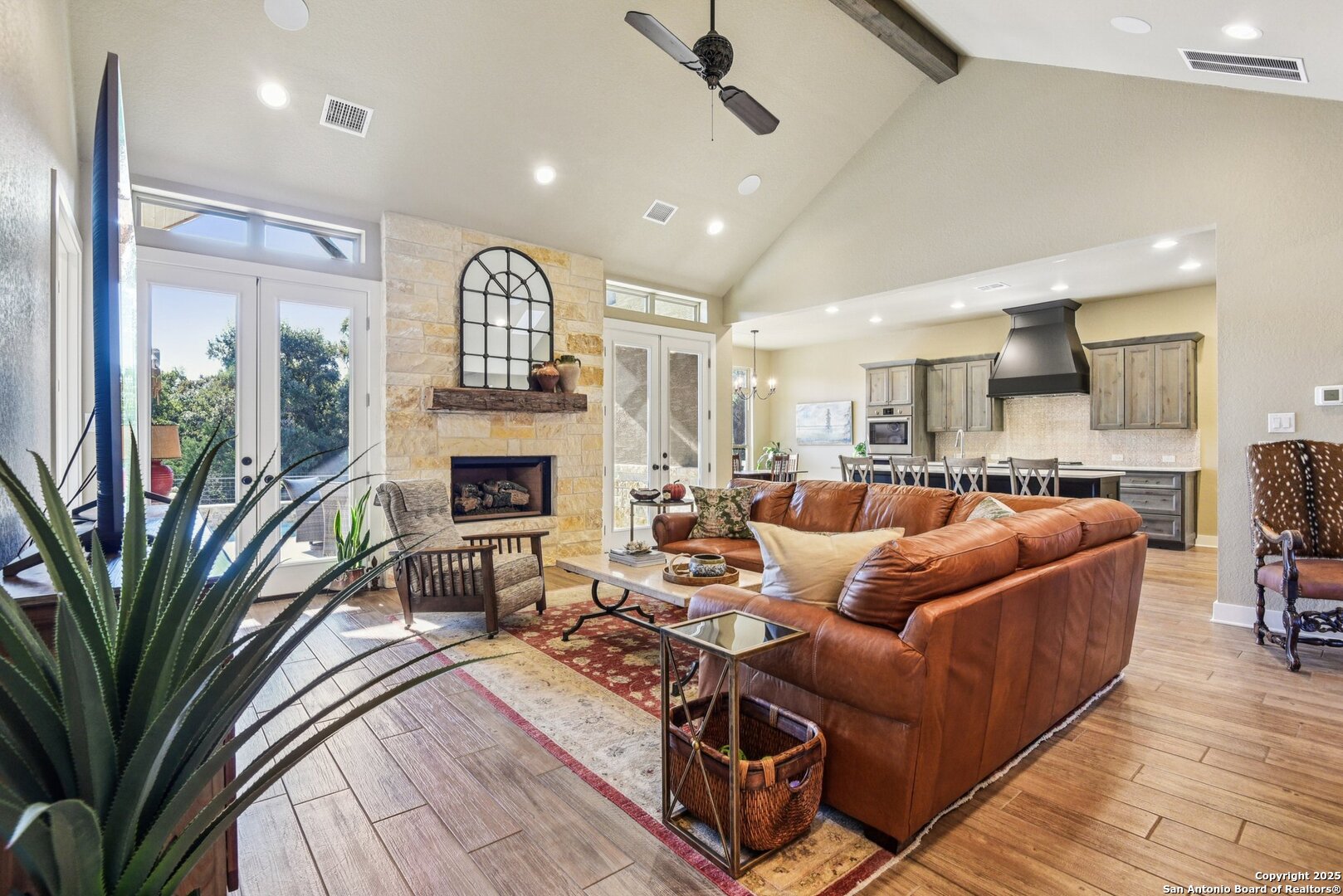 449 Hanging Oak Spring Branch, TX 78070 - Photo 9 of 49 a living room with furniture fireplace and a wooden floor