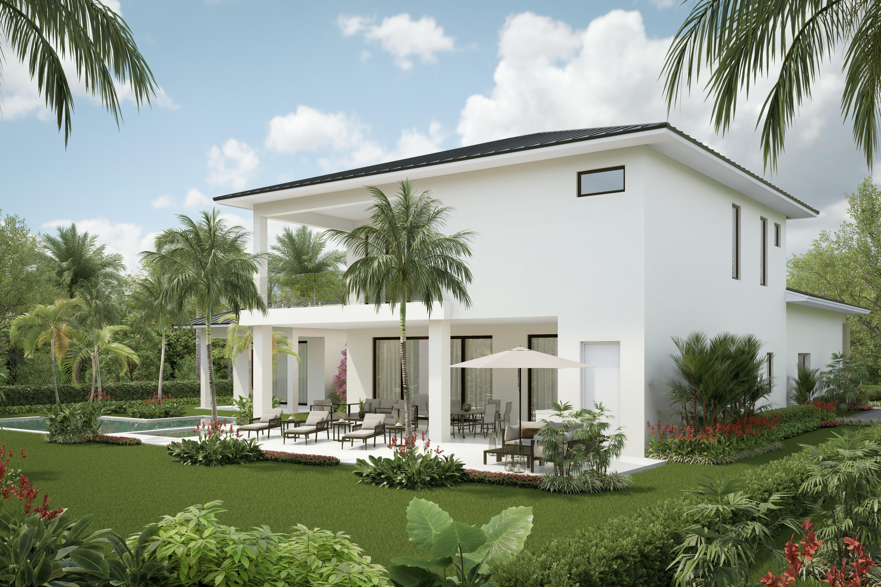 4594 133rd Road South, Unit AMALFI Delray Beach, FL 33445 - Photo 14 of 17 a front view of a house with swimming pool having outdoor seating