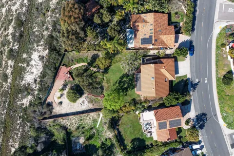 an aerial view of a house