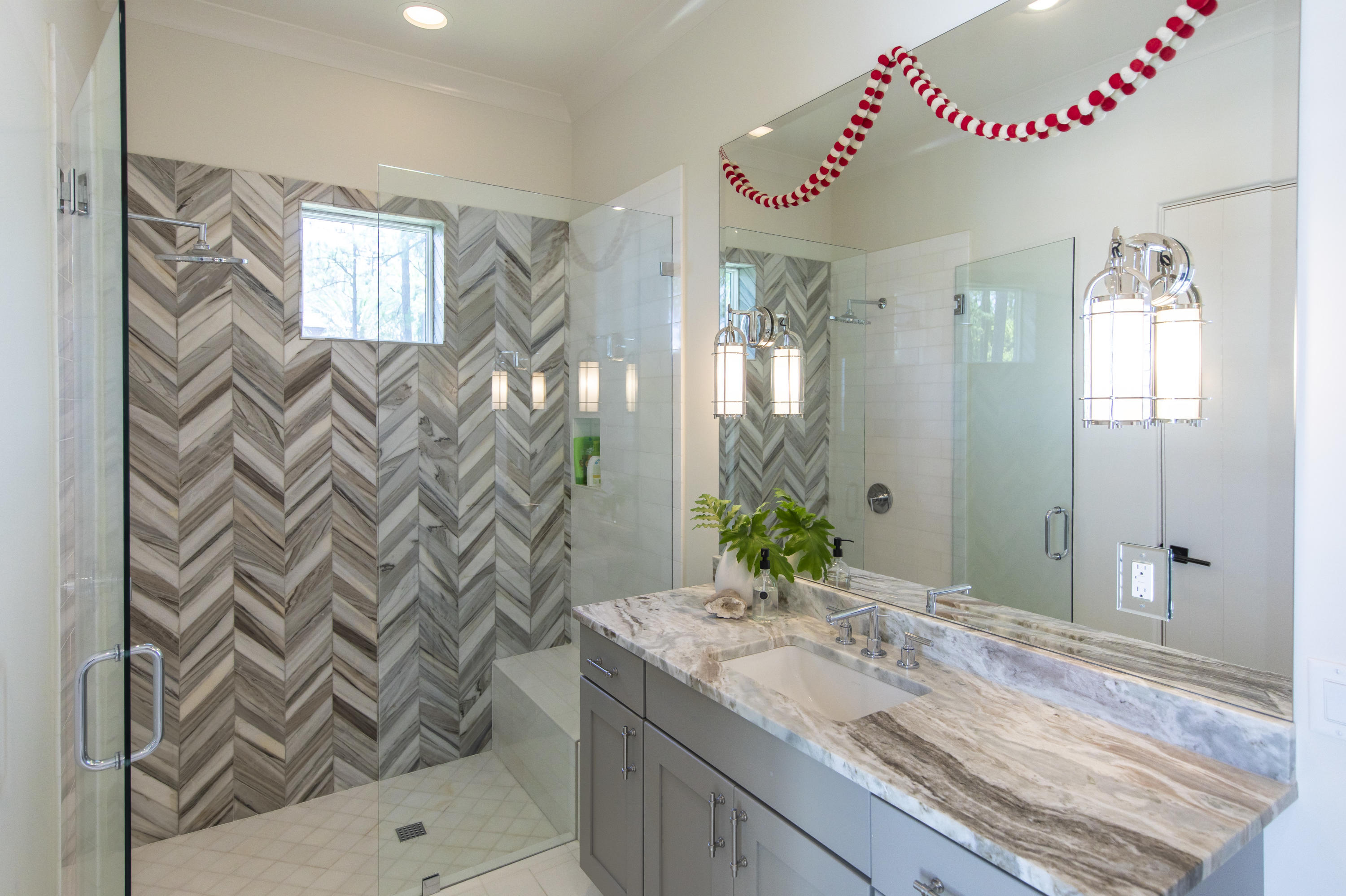 1095 Driftwood Point Road Santa Rosa Beach, FL 32459 - Photo 23 of 44 a bathroom with a granite countertop sink and a mirror