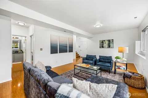 a living room with furniture and a couch