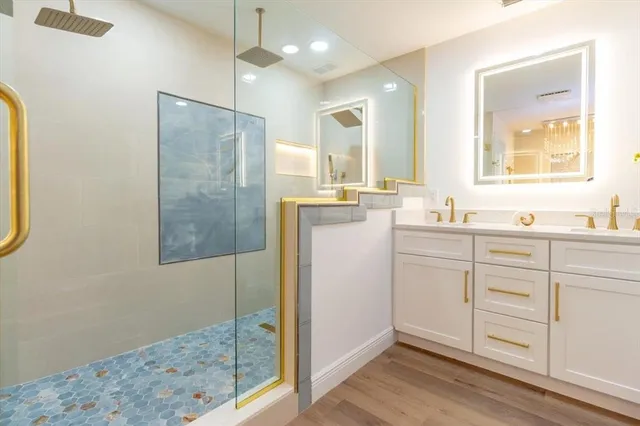 a bathroom with a shower