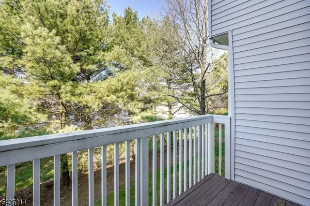 a view of a wooden balcony