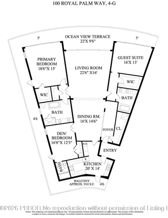 $6,995,000 | 100 Royal Palm Way, Unit G4, Palm Beach, FL 33480