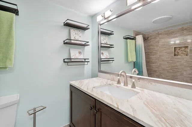 a bathroom with a bathtub