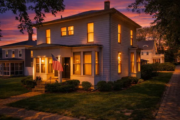 a front view of a house with a yard