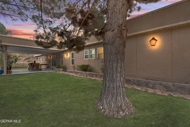 a view of a porch in front of a house