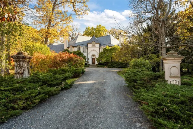 a view of a garden with a pathway