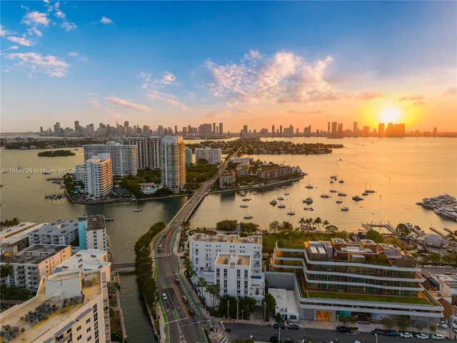 a view of a lake and city