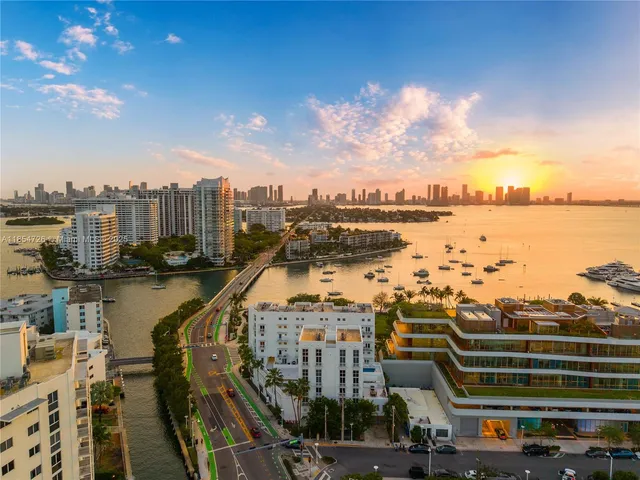 a view of a lake and a city