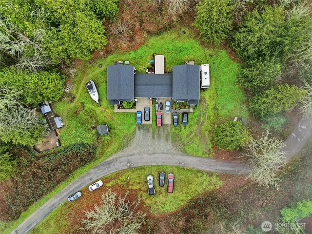 an aerial view of a house