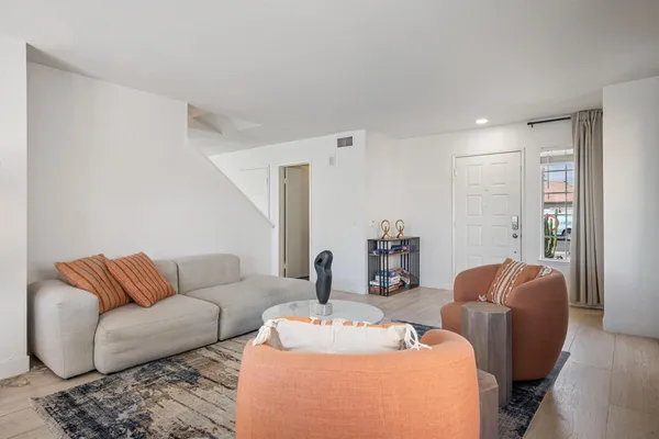 a living room with furniture