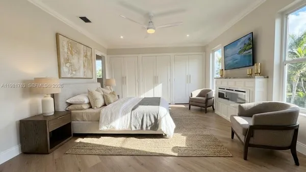 an aerial view of a house