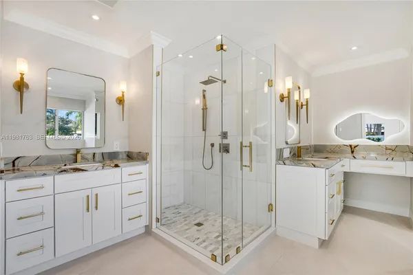 an aerial view of a house with a garden