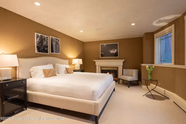 a bedroom with a bed and furniture