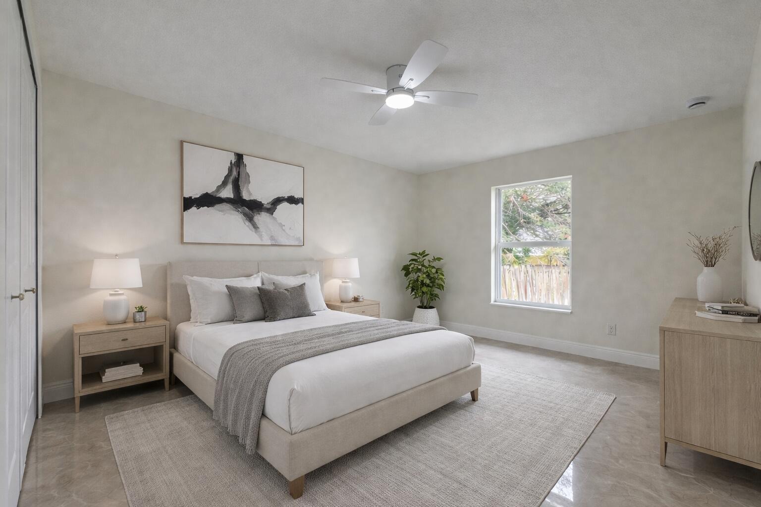 655 Southwest Seagull Terrace Port St. Lucie, FL 34953 - Photo 19 of 24 a bedroom with a large bed and a chandelier