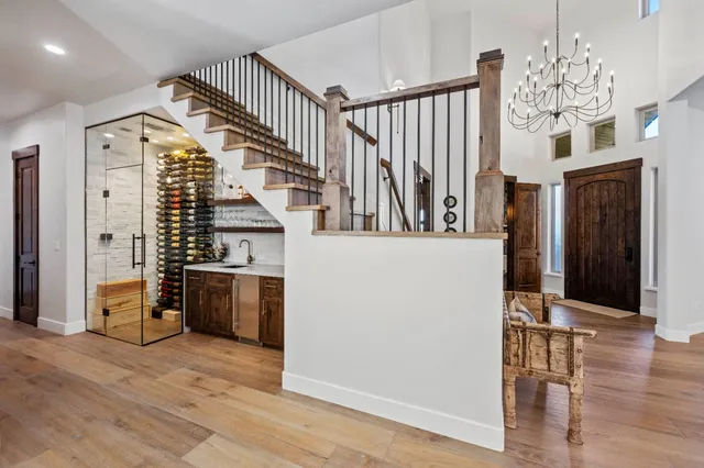 a bathroom with a sink double vanity and a mirror