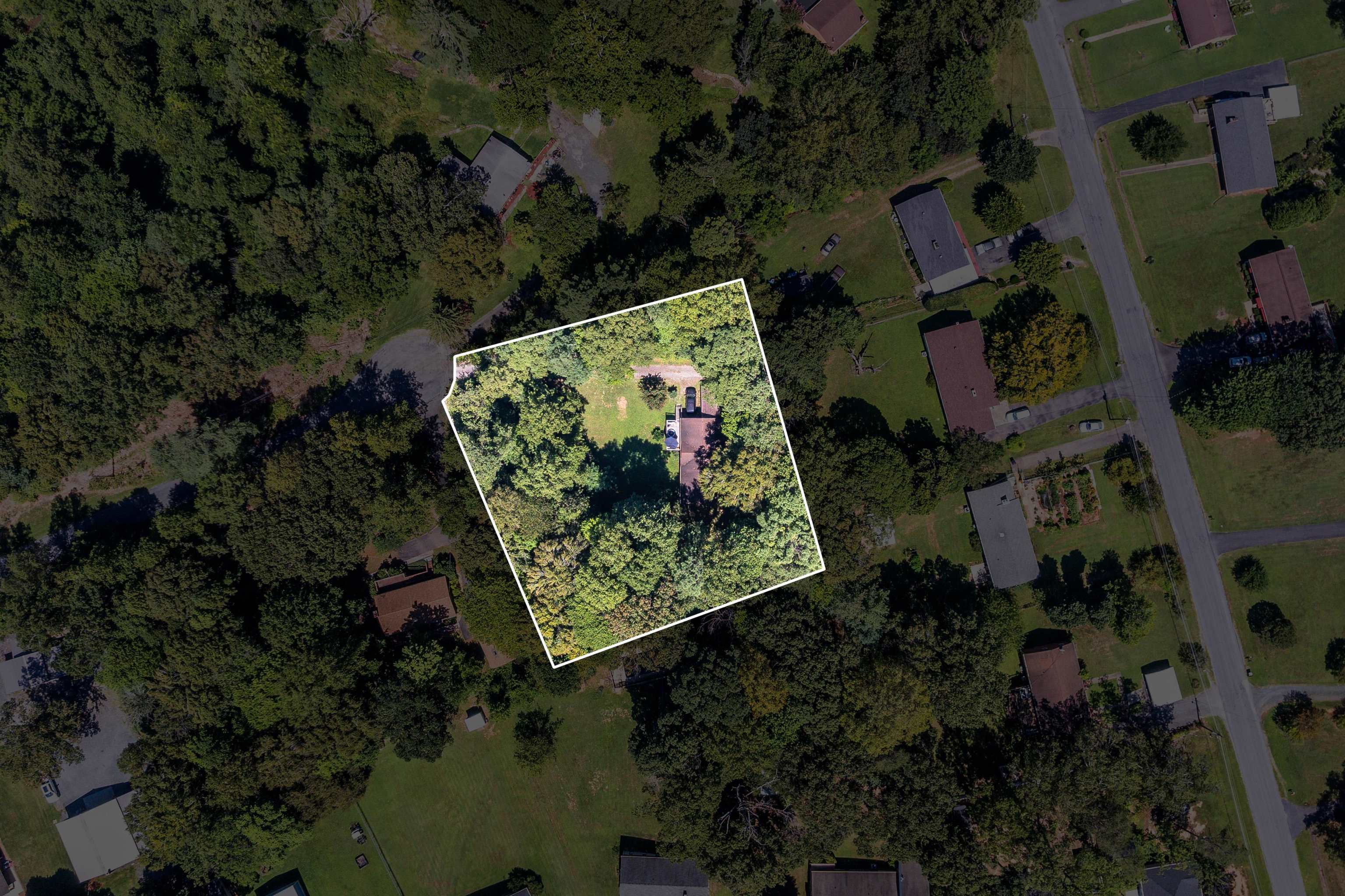 140 Garford Road Madison Heights, VA 24572 - Photo 32 of 32 an aerial view of a house with garden space and street view