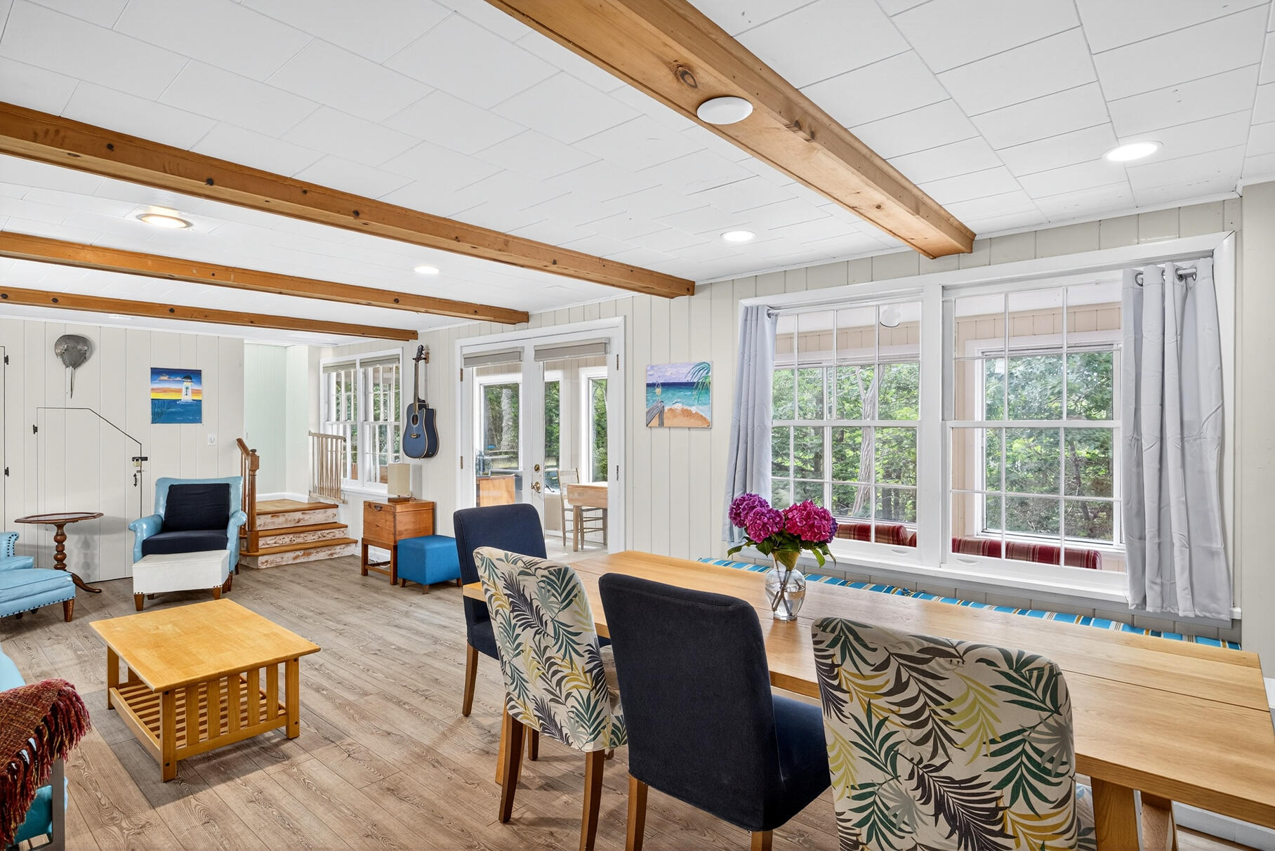 46 Hiram Hill Road Wellfleet, MA 02667 - Photo 3 of 36 a living room with furniture dining table and a large window
