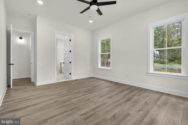 a view of an empty walk in closet