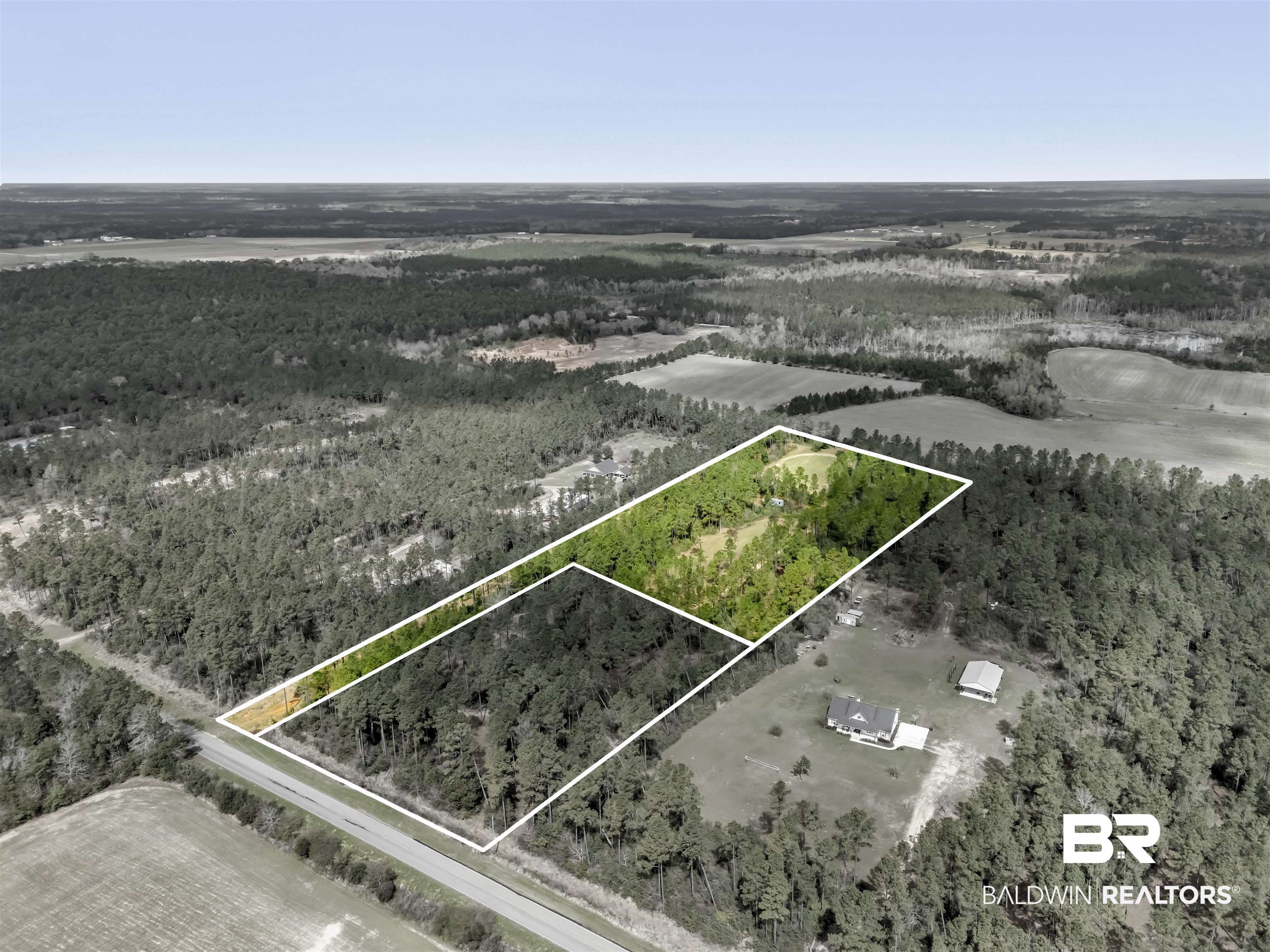 30247 Gardner Road Elberta, AL 36530 - Photo 4 of 19 View of rural area with property boundaries highlighted and a heavily wooded area