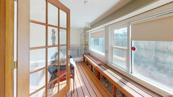 a view of a balcony