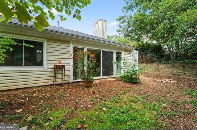 a view of a garden with plants
